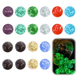 YouXiaor Luminous Glass Marbles, Pack of 20 Glass Marbles, Children's Marble Game, Glass Marbles in the Dark, Colourful Marbles for Game Machine, Plant Decoration, Marble Run, Marble Rails, 18 mm