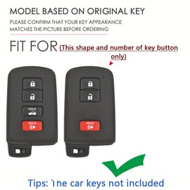 SANRILY PU Leather 3/4 Button Key Fob Cover Fit for Toyota Highlander 2019 2018 Toyota Tacoma Corolla Sequoia Camry Tundra Avalon RAV4 4Runner Keyless with Keychain Black