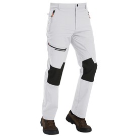 TACVASEN Snowboard Pants for Men Water Resistant Fleece Lined Pants Windproof Cold Weather Snow Ski Warm Winter Hiking Working White 36