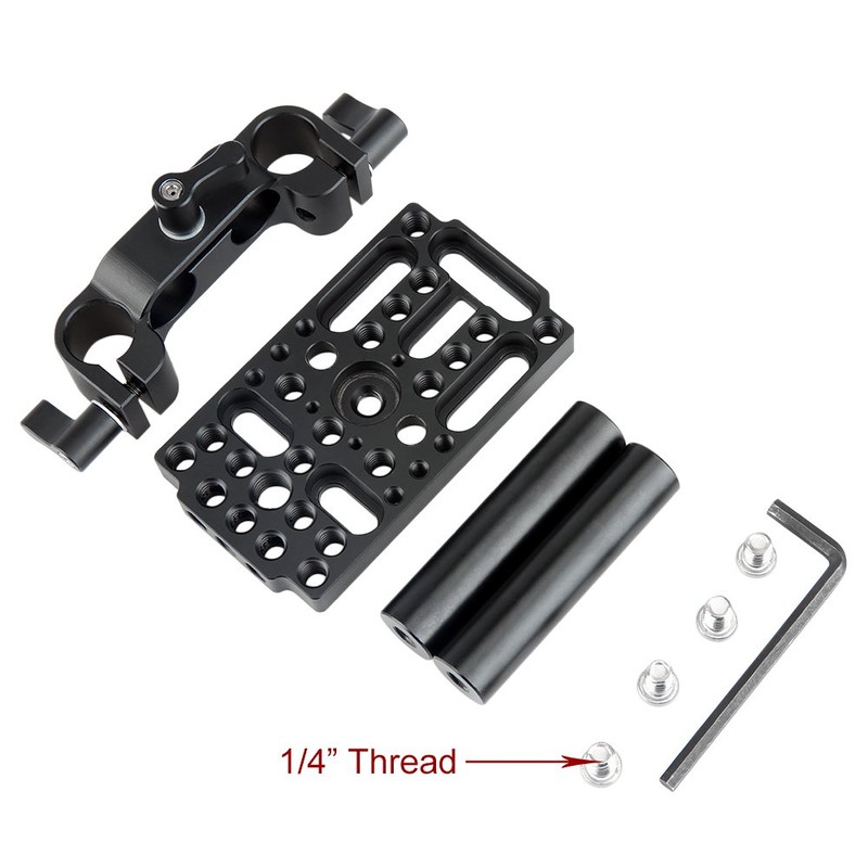 NICEYRIG Cheese plate with 15mm Rod Raiser Clamp, Short Rods