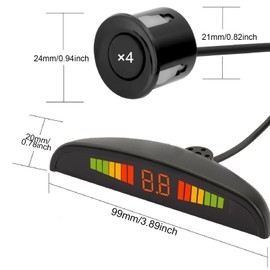 Parking Aid PDC Retrofit Kit, 4 Rear Sensors Reversing Aid Car Reversing Alarm Universal with LED Colour Display Parking System Parking Sensors Reverse Parking Aid Reversing Radar System