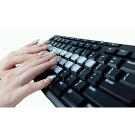 80Pcs DIY Keyboard Keycaps, Nail Shaped Keyboard Stickers Clear Silicone Raised Long Nails Keyboard Cover Transparent Keyboard Stickers for Long Nails Suitable for Laptops PCs Desktop Computers