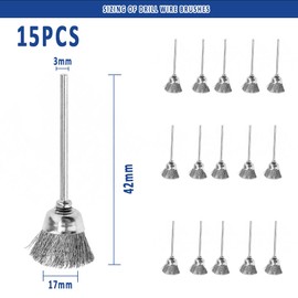 BE-TOOL Wire Brushes, Steel Wire Brush Steel Wire Brush Polishing Wheels Set Kit for Rotary Tool Drill Bit 3 Mode（15 pcs Cup Wire Brush）