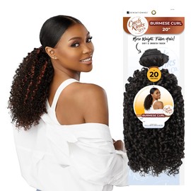 Sensationnel Curls kinksandco synthetic bundles - burmese curl quick weave hair or pony styles for natural 3c to 4c hair textures - 1 pack (20 inch, S1B/350)