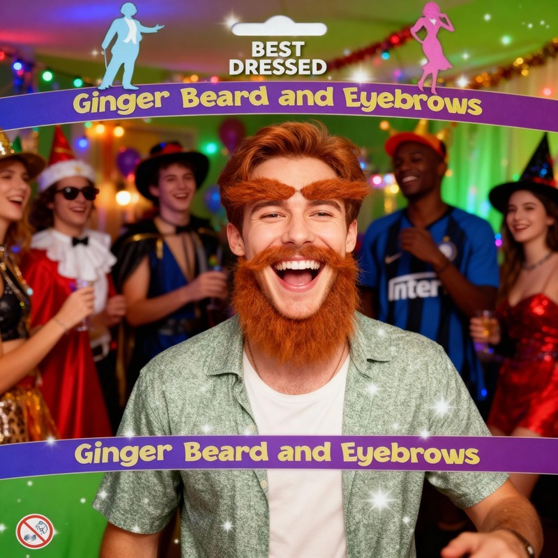 4-Piece Set – Ginger Beard and Eyebrow Stick On Beard