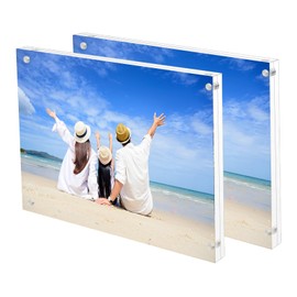 LumenTY Acrylic Picture Frame, 13 x 18 cm, Transparent Double Sided Magnetic Picture Frame, Magnetic Acrylic Photo Frame for Table Top Display and Home Decoration