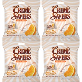 Cream Savers Orange & Cream, 6.25 Ounce Bag (Pack of 4), Individually Wrapped Hard Candy, Orange Candy, The Hampton Candy Company