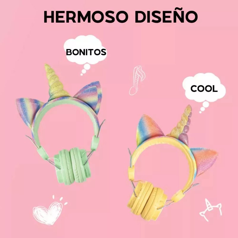 Maíz 4x3 Audifonos Bluetooth Inalambric Radio Fm Kawaii Unicornio