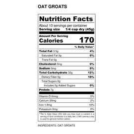 Grain Millers Organic Whole Oat Groats, Non-GMO, Whole Grain, Bulk, Delicious Cereal Grain, High in Dietary Fiber and Protein, 50 lb