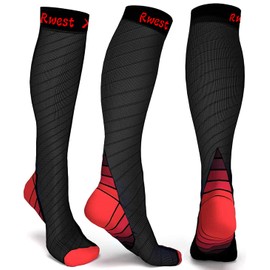 Compression Socks for Women and Men, Compression Socks, Support Socks, Compression Socks, Running Socks, Compression for Sports, Flight, Running, Hiking, Travelling, Cycling, 1 pair of black and red