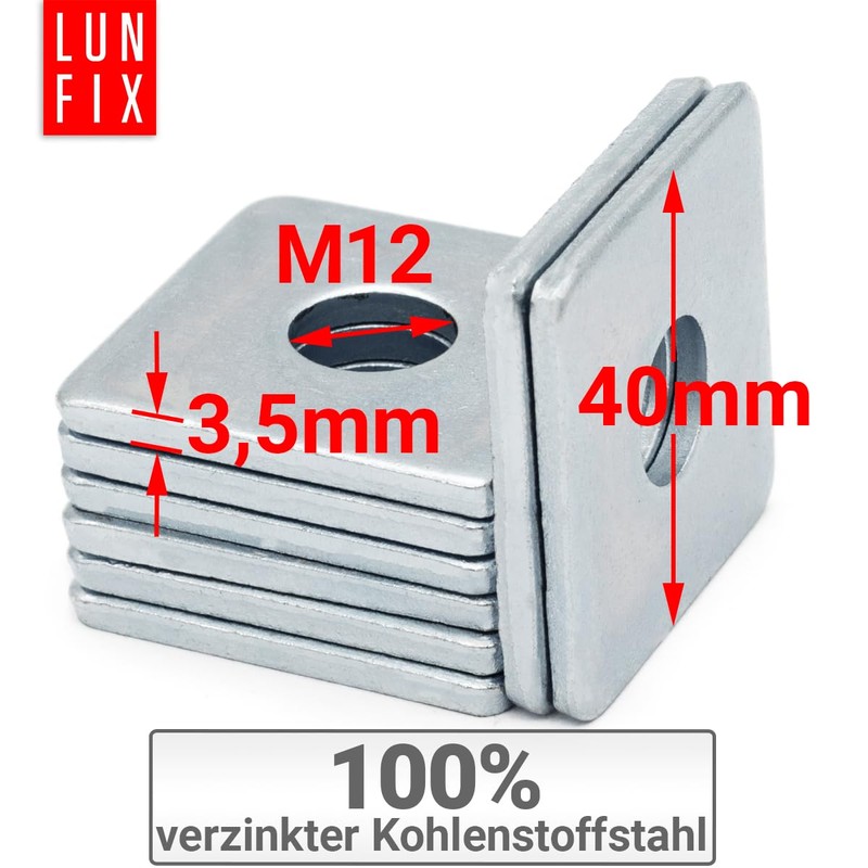 Lun Fix Square Washer M12 40 x 40 x 3.5