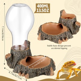 Briwooody 2 Pcs Automatic Reptile Water Dispenser 13.5oz Large Bearded Dragon Water Bowl Reptile Water Dish Reptile Water Feeder for Terrarium Tank, Turtle, Geckos, Frog, Tortoise, Amphibians, lizards