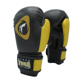 TMA 6 OZ KIDS BOXING GLOVES HIGH QUALITY LEATHER - 6 oz, BLACK/GOLD