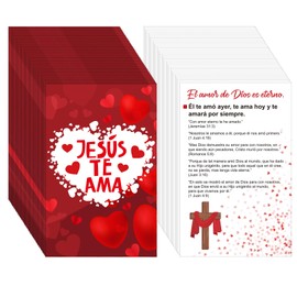 Noveread 200 Pcs Spanish Gospel Tract Card Salvation Cards Pocket Holy Postcards Prayer Postcards Christian Inspirational Bible Verses for Christian Gifts Women Men(Jesús Rojo Te Ama)