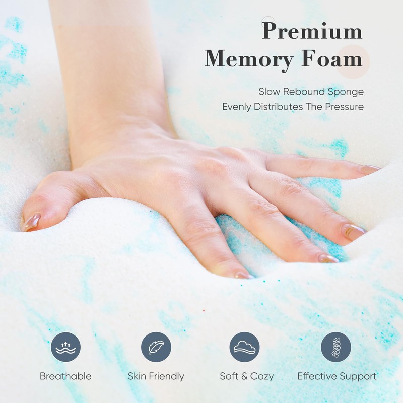 DUMOS Memory Foam Mattress Topper Queen, 2 Inch Thick Gel