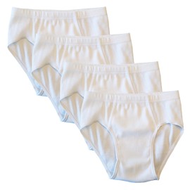 HERMKO 2850 Pack of 4 Boys' Briefs Plain 100% Organic Cotton with Elasticated Waistband, White