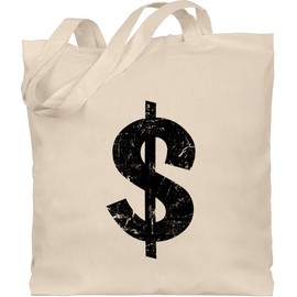 Shirtracer - Cotton Bag - Carnival & Fancy Dress - Bags - Money Bag Dollar Sign, 1 natural white