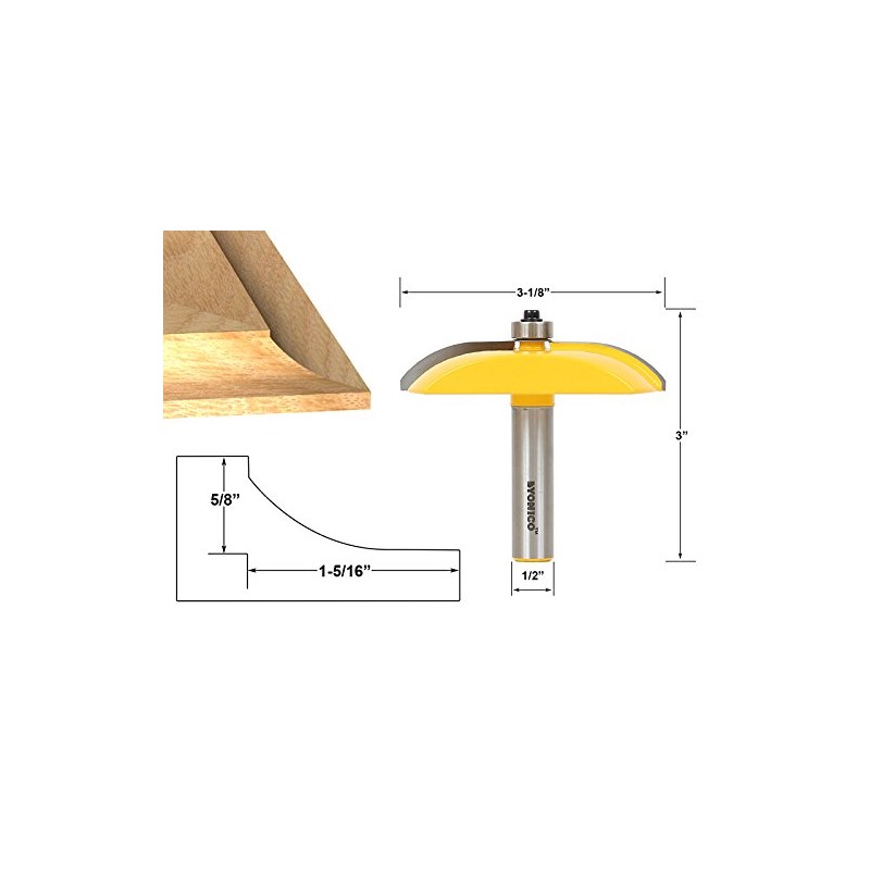 YONICO Raised Panel Cabinet Door Router Bits 3-1/8-Inch Diameter Cove