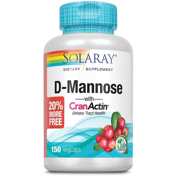 Solaray D-Mannose w/CranActin Cranberry Extract 1000mg w/VIT C | Healthy Urinary Tract Support (150 CT)