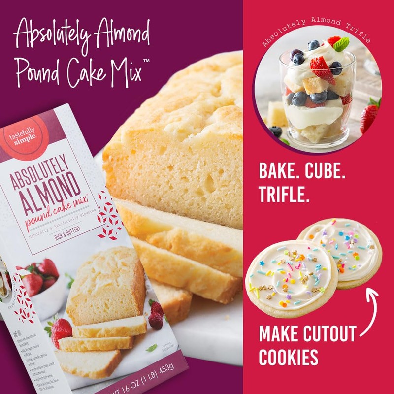 Tastefully Simple Absolutely Almond Pound Cake Mix, 16 Ounce