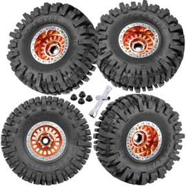 BRCatWPark Aluminum RC 1.9 Wheel Tires for 1/10 SCX10 SCX10 II 90046 SCX10 III AXI03007 SCX10 Pro TRX4 TRX6 Gen7/8 D90 VS4-10 MST CFX RC Crawler Car,4pcs RC 1.9 Beadlock Wheel,Orange