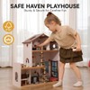 Wooden Dollhouse with 53Pcs Furniture Doll House, Modern Family Dollhouse