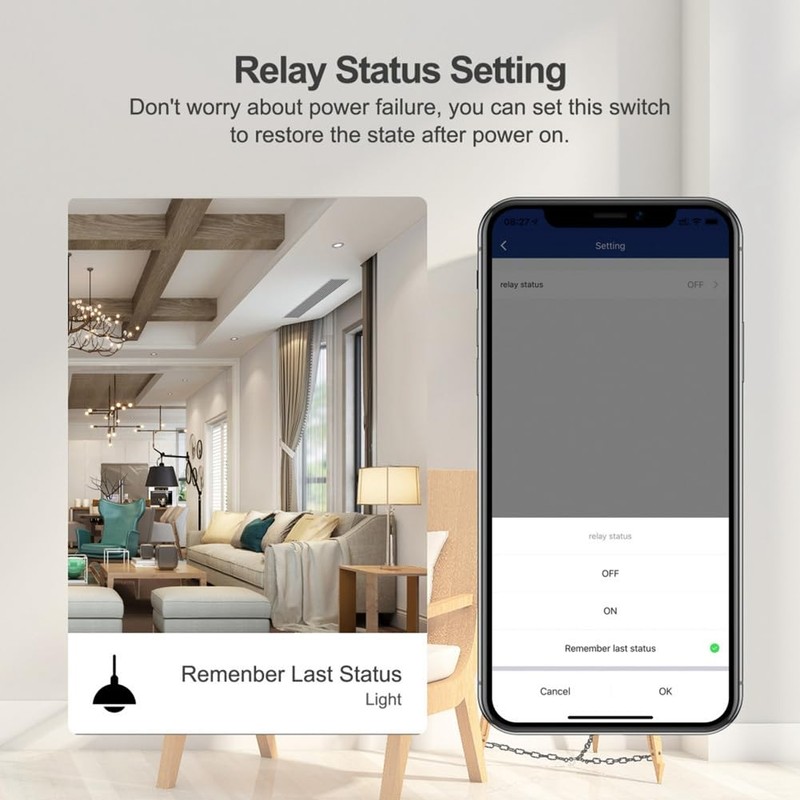 Aswalling WiFi Smart Switch 30A High Power App Remote Home