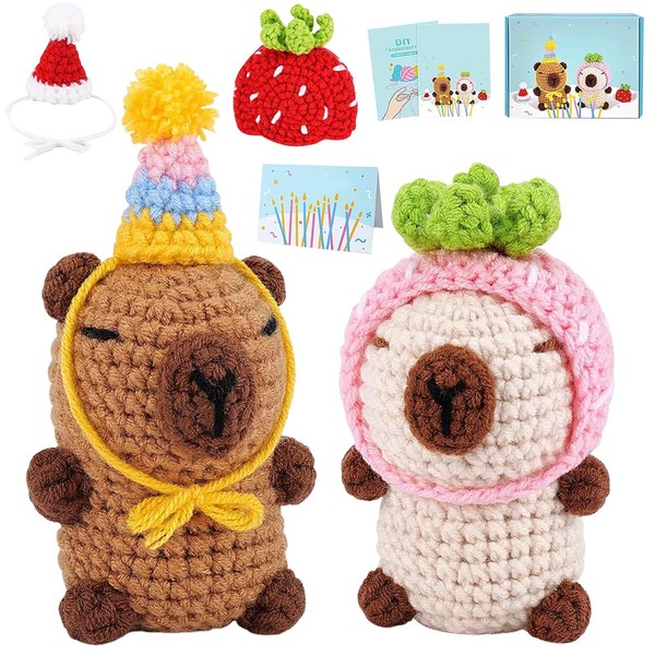 Rppiup Crochet Kits for Beginners Adults Kids, 2pcs Animal Capybara