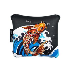Putter Cover Headcover Mallet Magnetic Tailor-Made Fit Spider Cameron Odyssey Mexican Carp (Black, Square)