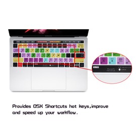 HRH OSX Shortcuts Hotkey Silicone Keyboard Cover Skin for MacBook Pro with Touch Bar 13 Inch and 15 Inch(A2159/A1989/A1706,A1990/A1707) 2019 2018 2016 2017 Release US Version