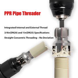 New PPR Pipe Threading and Reaming Tool Kit - Professional Threader for Plumbing, Electric Drill Style Threading Tool for 3/4“(DN20) 1”(DN25) PVC Pipe with Reaming Bit Set Great DIY Gift for Men