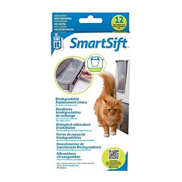 Catit biologisch abbaubare Einlagen für die Catit Smart Sift Katzentoilette, 40 x 25 x 22cm, 12er Pack