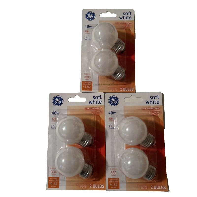 GE 4 GE 40w Soft White G16 1/2 Globe Shape