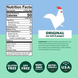 Mighty Spark Chicken Snack Sticks - Original Sea Salt & Pepper- 6g of Protein, No Antibiotics Ever, No Hormones Added, Gluten Free, Soy Free Meat Sticks - High Protein Keto Snacks - 12 Count