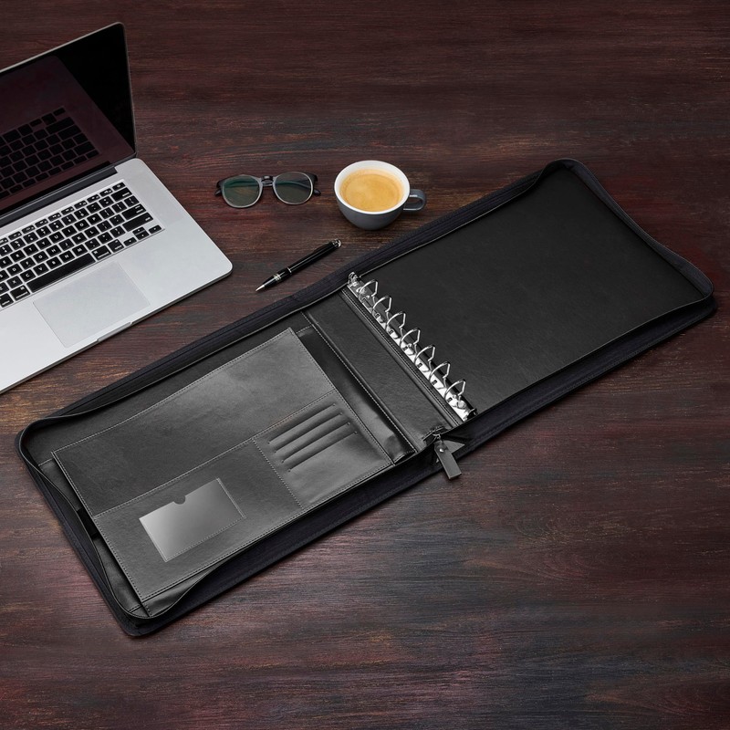 GALLAWAY LEATHER 7 Ring Checkbook Binder for Business Checks, PU