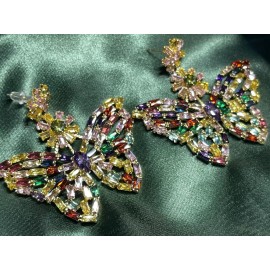 Unbranded Vintage style Butterfly Rhinestone Earrings w/ Silver Studs