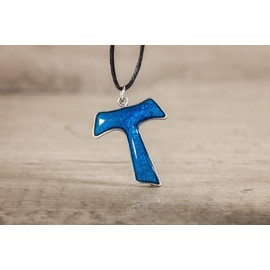 Eurofusioni Silver Plated Pendant Blue Tau cross