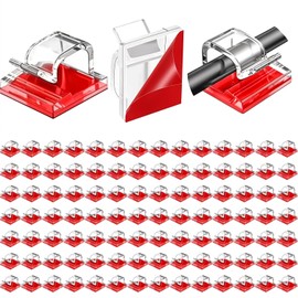 100 Piezas organizador de cables escritorio，Clips Organizador de Cables Autoadhesivo，Grapas para cable，Cable organizer，Hacer que la habitación parezca más limpia (Transparente)