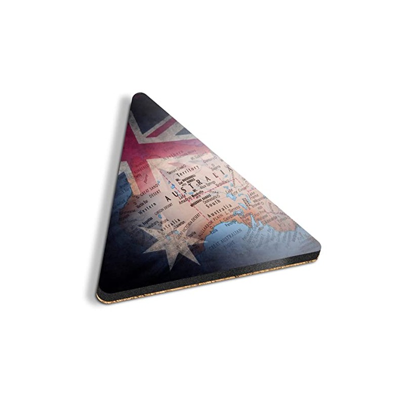 1 x Triangle Coaster - Australian Flag Map Australia Cork