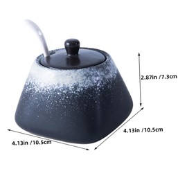 Housoutil Simple Ceramic Seasoning Jar Lid and Spoon Practical Condiment Container for Sugar Salt Pepper and Spices Kitchen Organizer for Home Use Ink Snow