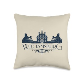 Colonial Williamsburg Virginia Vintage Distressed Style Throw Pillow
