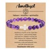 Caiyao 8mm Natural Stone Cross Bracelets Relief Anxiety Beaded Wristbands