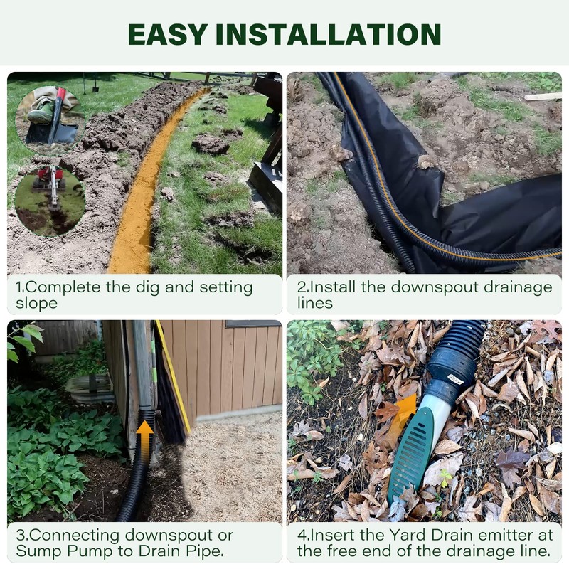 4 in. Green Angled Drainage Grate Yard Drain, Yard Drain