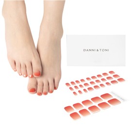 DANNI & TONI Semi-Cured Gel Nail Foils (Amoroso) Orange Plain Shiny Gel Nail Stickers, Pedi Wraps Toenails Nail Foil Pedicure Wraps 37 Stickers