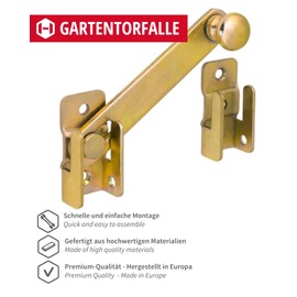 Gedotec Garden Gate Latch Yellow Galvanised Gate Lock 120 x 20 mm Steel Door Lock for Screwing Locking Bolt 1 Piece – Peat Trap Garden Gate Throw Metal with Counterpart