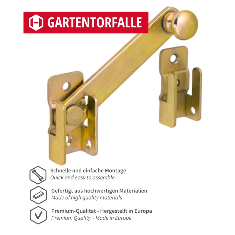 Gedotec Garden Gate Latch Yellow Galvanised Gate Lock 120 x