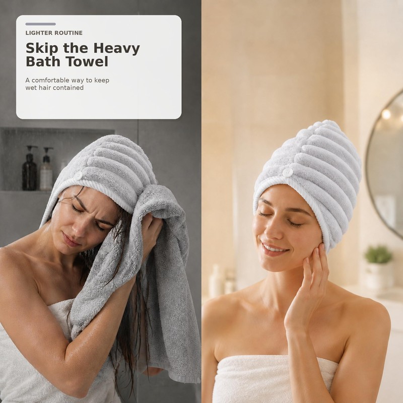 2 Packs Large Microfiber Hair Towels for Women, Super Absorbent