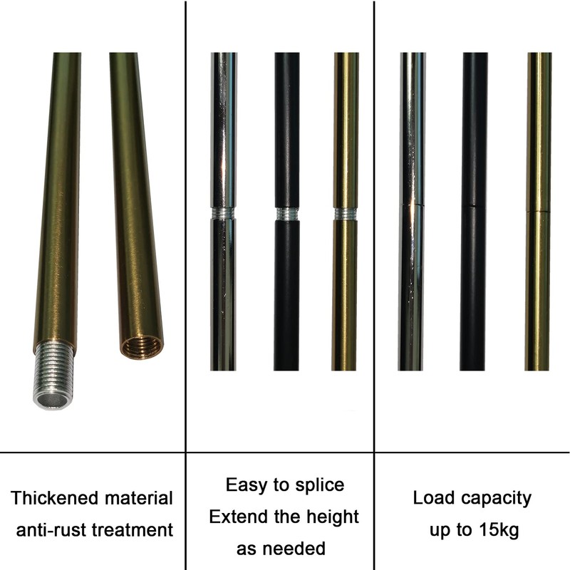 HALIGATE Polished Brass M10 Threaded Extension Rod for Pendant Light,