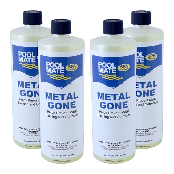 Pool Mate 1-2502SPA-04 Metal Gone Stain Remover for Spas and Hot Tubs, 1-Quart, 4-Pack