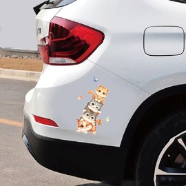 2pcs Cute Cartoon Cat & Butterfly Vinyl Car Decal 3.74"x7.87", Playful Animal Stickers for Car, Window, Laptop, Whimsical Pet Decor |#TM30